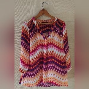 A.n.a Long Sleeve V-Neck Colorful Blouse (M)